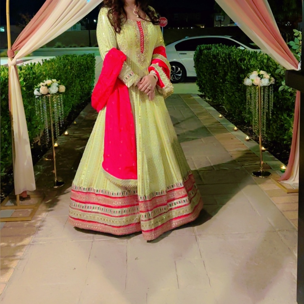 Elegant Yellow and Pink Women's Dress